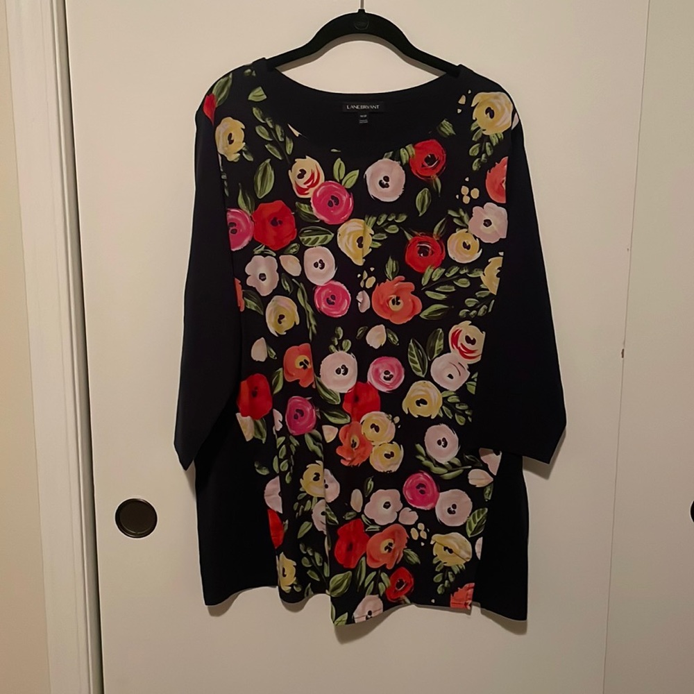 Lane Bryant: Dark Blue with Orange/Yellow/Pink/Red Floral (18/20)